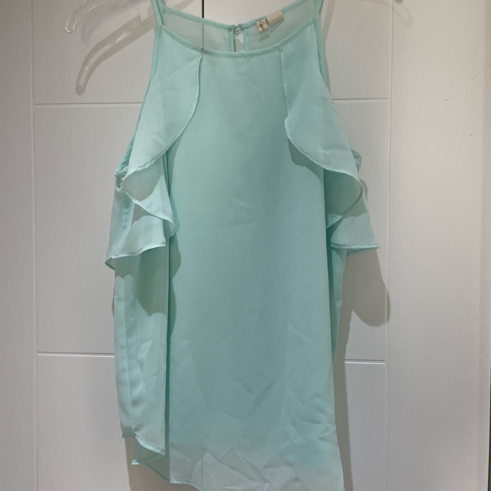 Sheer Baby Blue Flowy Top